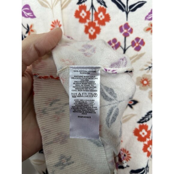 Ann Taylor Cardigan Sweater Womens Cream Floral Long Sleeve Button Front Small - Picture 8 of 8